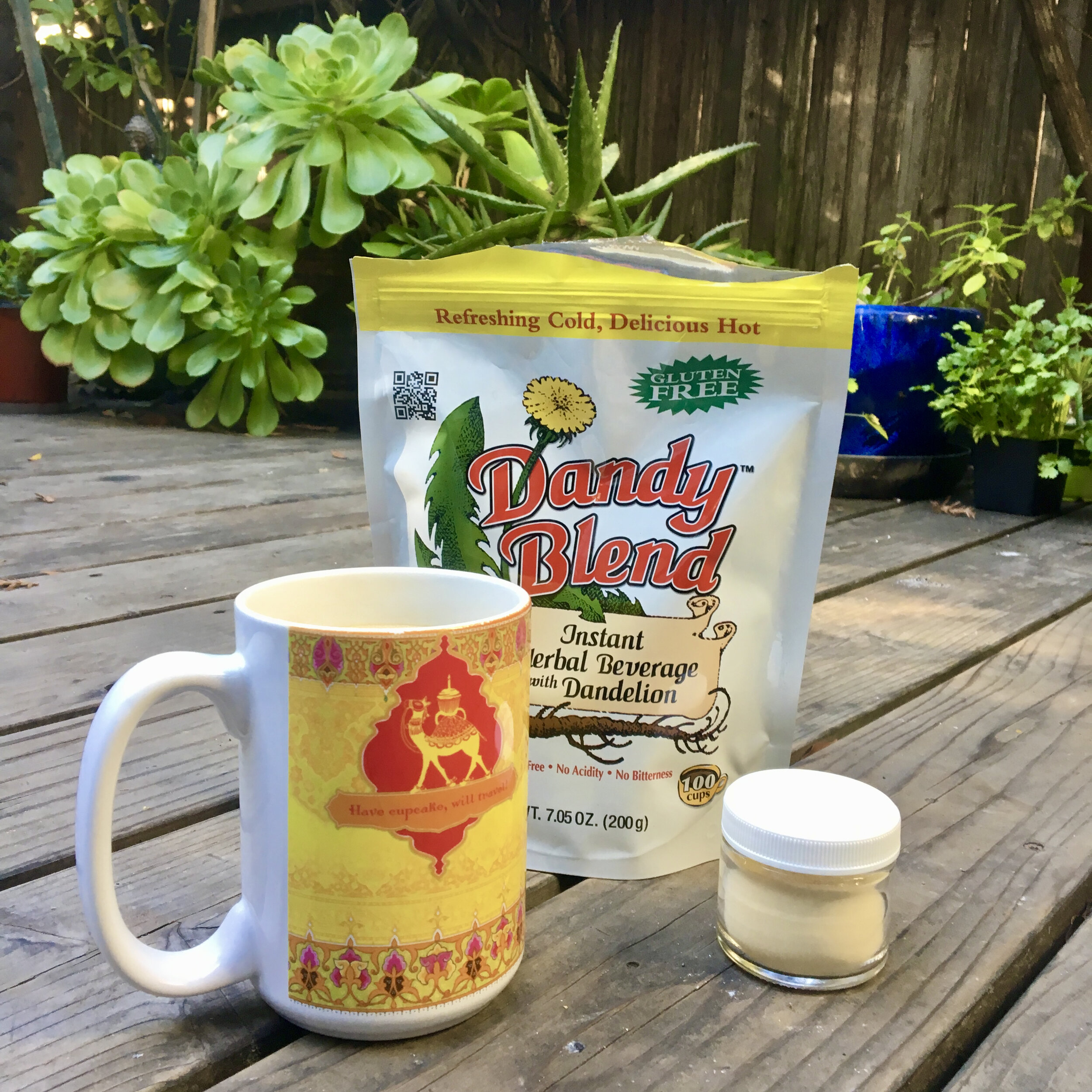 Dandelion root powder and ashwagandha root powder!